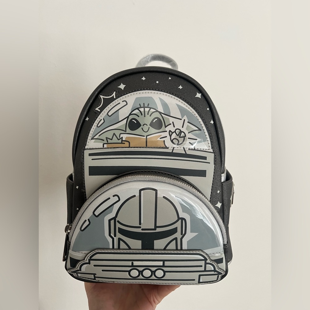 Star Wars Mini Backpack with Baby Yoda and Mandalorian Design